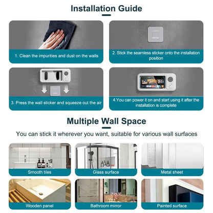 Mobile Phone Waterproof Box, Bluetooth Speaker, Bathroom Waterproof 360 ° Rotating Touch Screen, Watch Movies, Listen to Music, Mobile Phone Holder, Bluetooth Speaker, Audio Shower TV Holder, Bathroom Holder, Swimming Pool, Kitchen, Bathroom, Sink