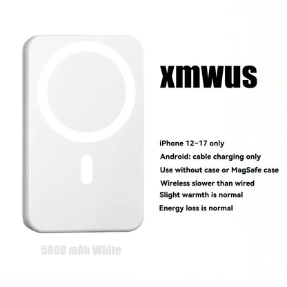 5000Mah Magnetic Power Bank for Iphone 12–17 Series, Works Best with Magsafe Case or No Case, Portable Wireless Charger