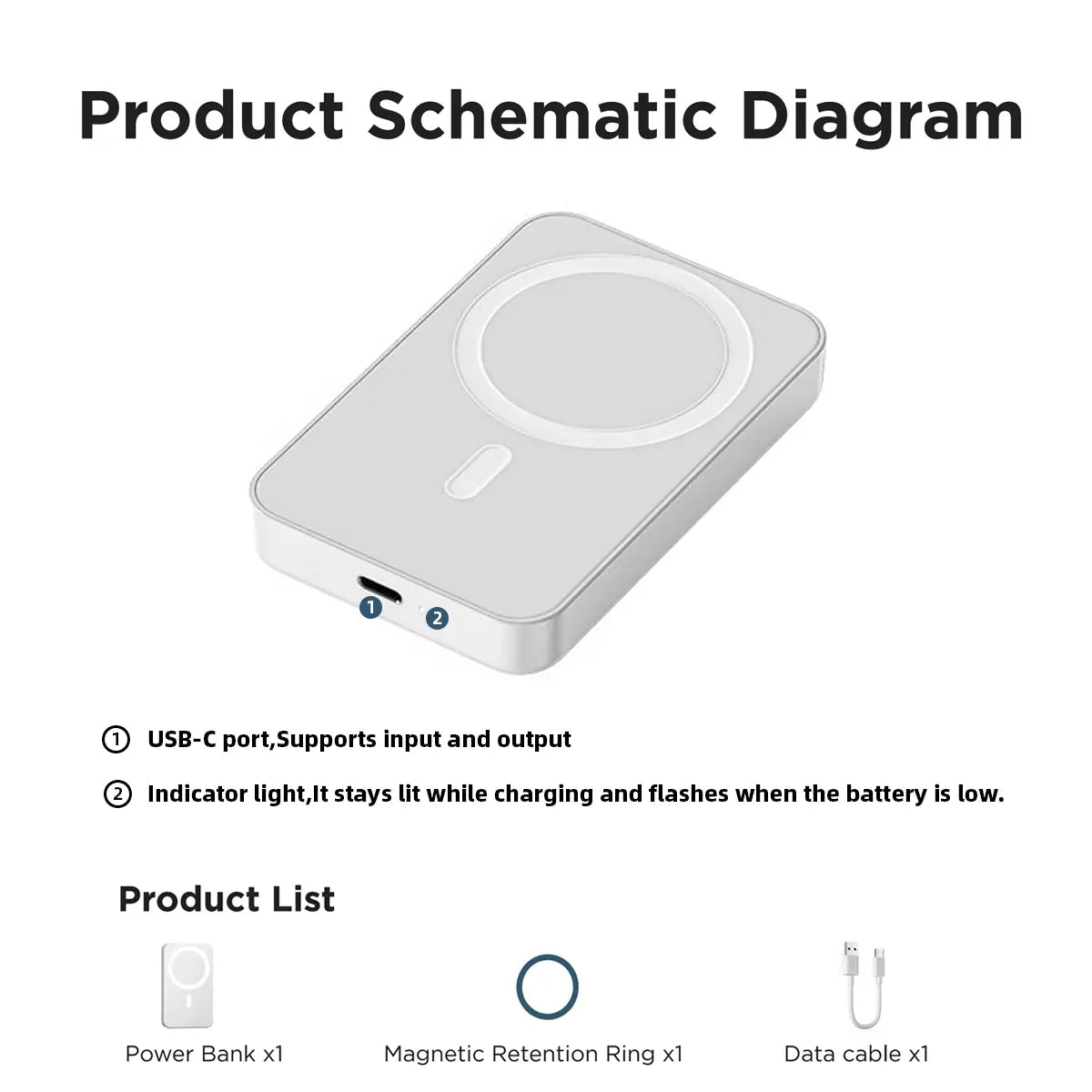 5000Mah Magnetic Power Bank for Iphone 12–17 Series, Works Best with Magsafe Case or No Case, Portable Wireless Charger